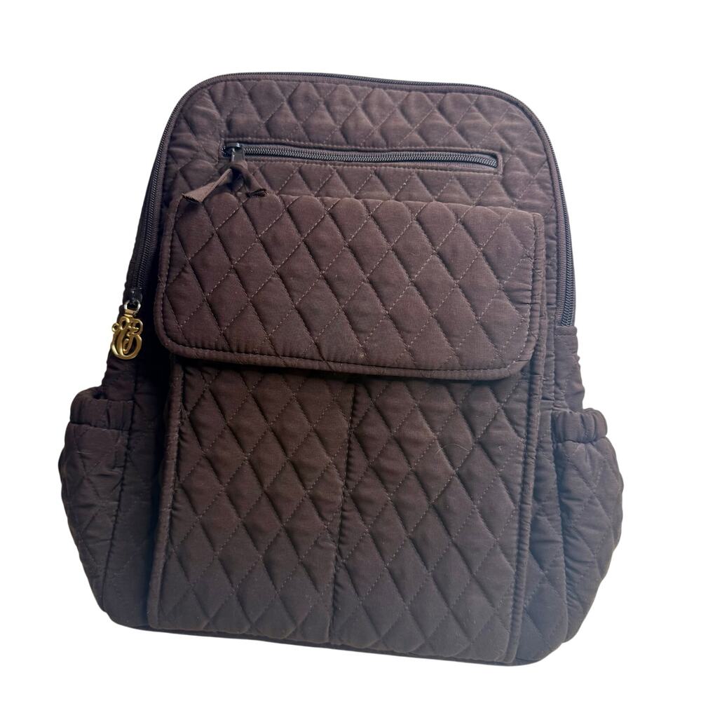 VERA BRADLEY Woman's Quilted Large Backpack Carryall Chocolate Brown